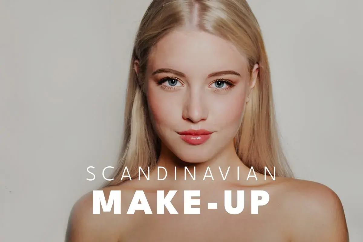 Blondynka z błękitnymi oczami prezentuje subtelny makijaż, podkreślający jej skandynawska uroda.