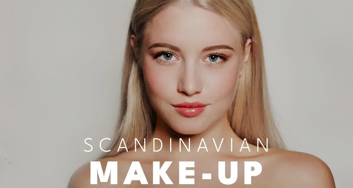 Blondynka z błękitnymi oczami prezentuje subtelny makijaż, podkreślający jej skandynawska uroda.