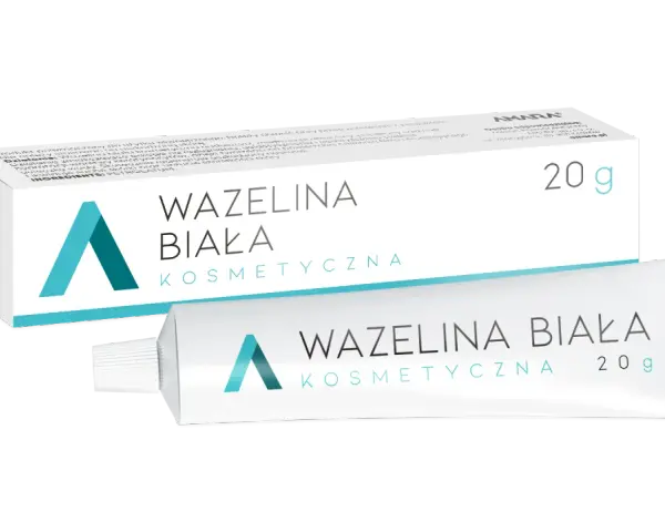 Wazelina biała kosmetyczna w tubce i kartoniku, 20g. Idealna do pielęgnacji skóry.